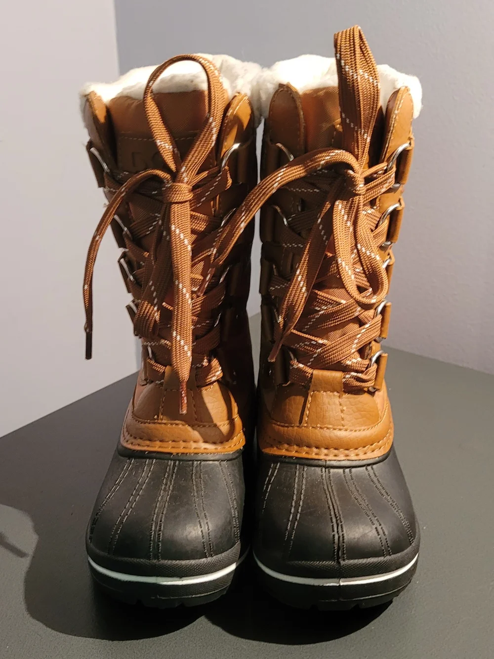DSG Girl's Winter Lace-Up Boots - Tan & Black Size 1 NWT